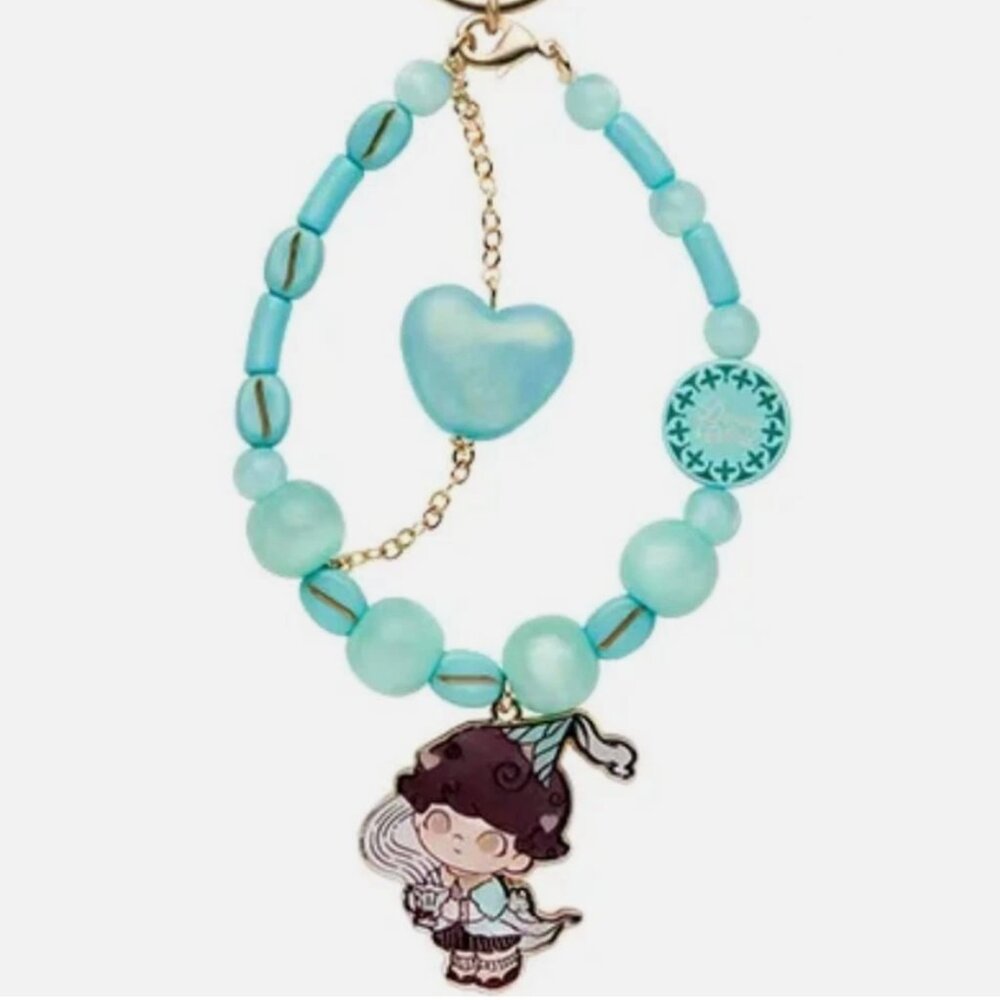 POP MART DIMOO Crush on Coffee -Phone Charm Peppermint Heartbeat Teal Green Blue